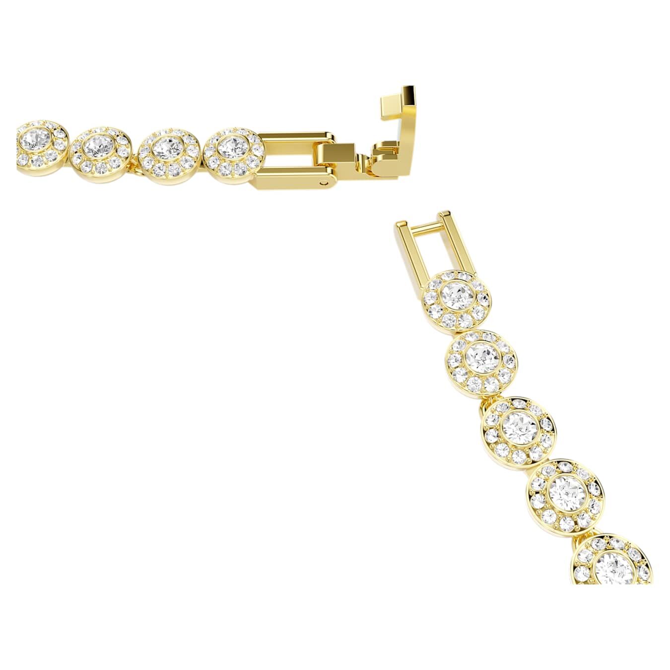 Swarovski Una Angelic necklace, round cut, small, white, gold alloy layer