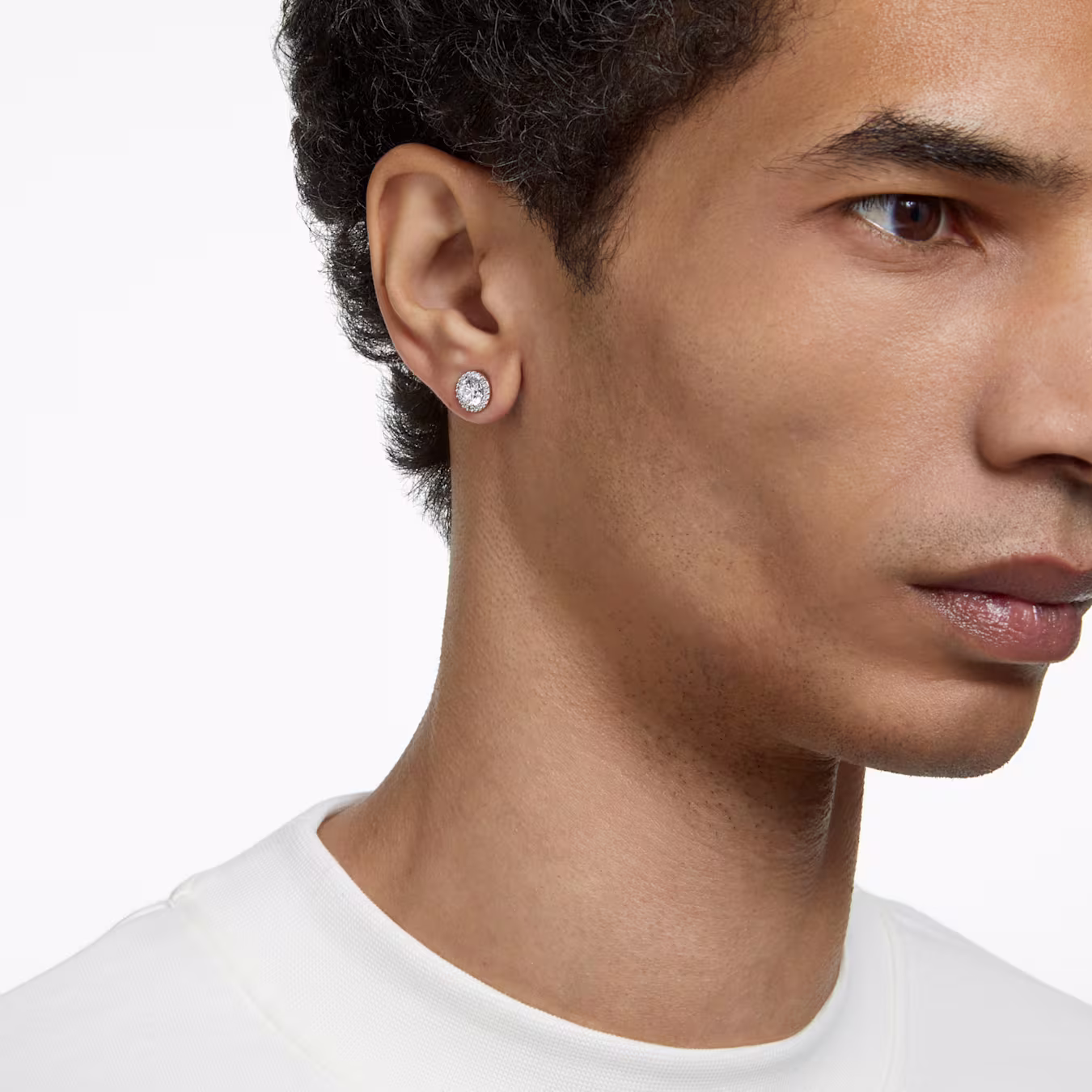 Swarovski Una Angelic Ohrstecker Rundschliff, Pavé, Weiß, Rhodiniert