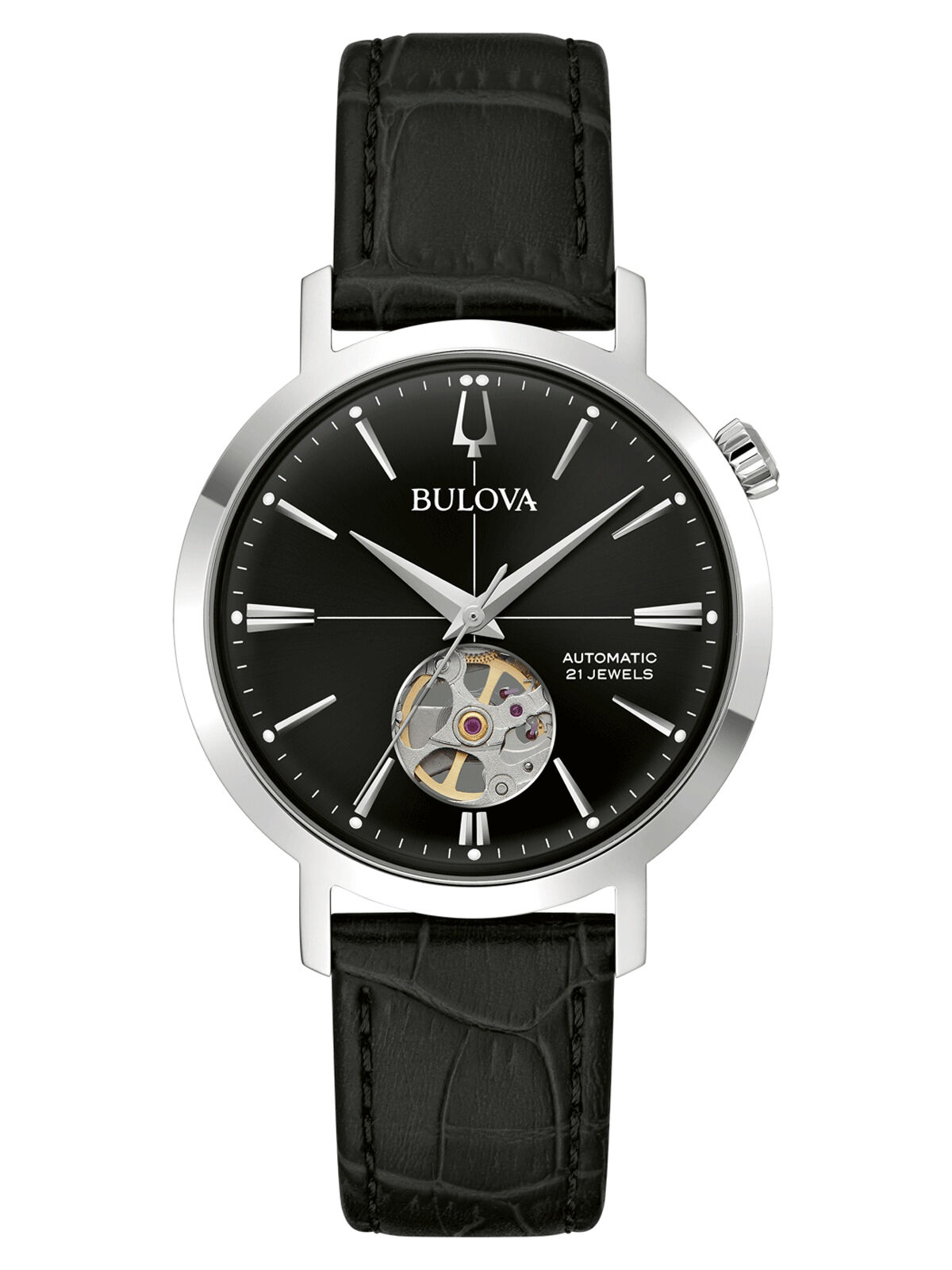 Bulova Aerojet Automatik 42 Stunden Gangreserve, Lederarmband Herrenuhr 96A317