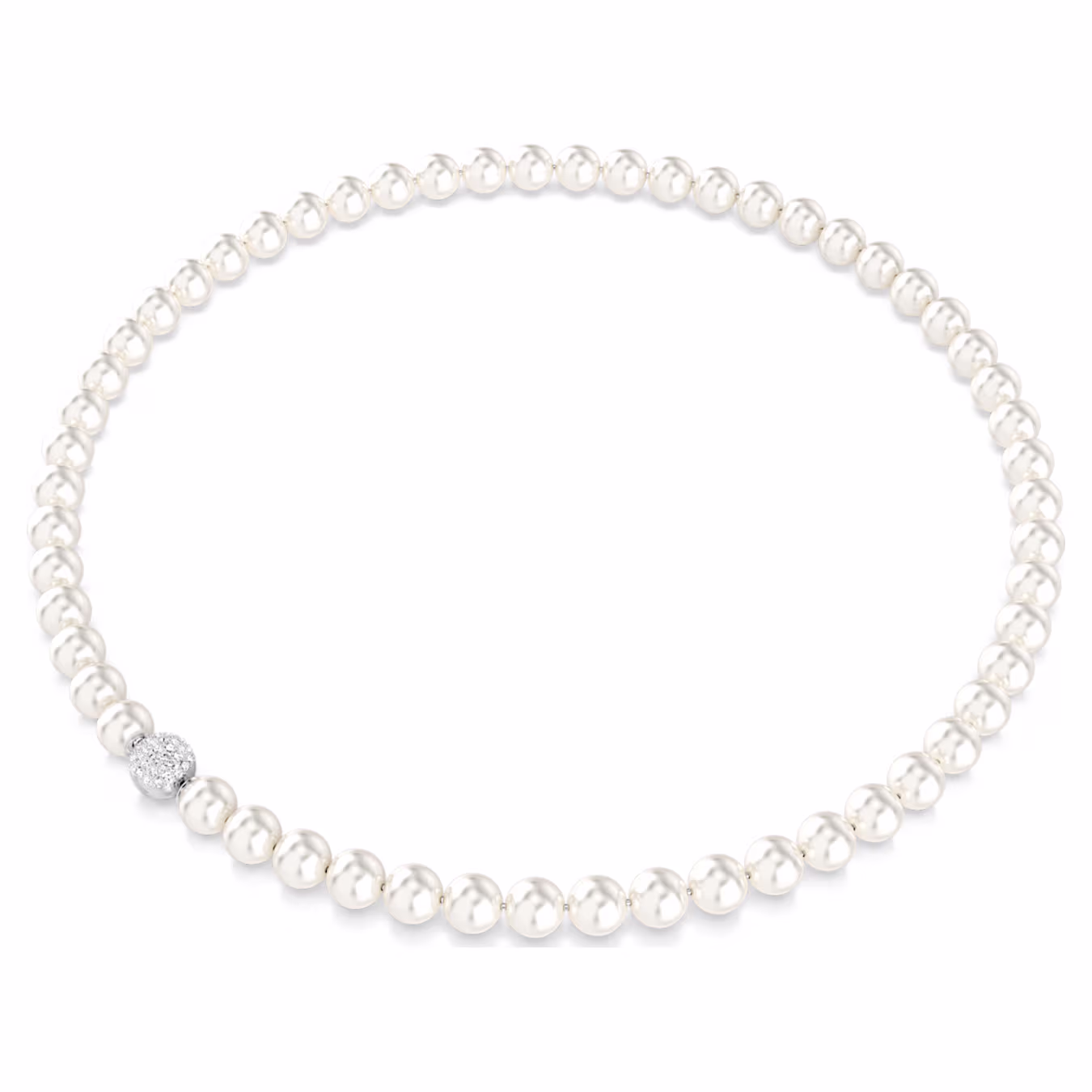 Swarovski  Matrix Halskette Kristallperle, Weiß, Rhodiniert