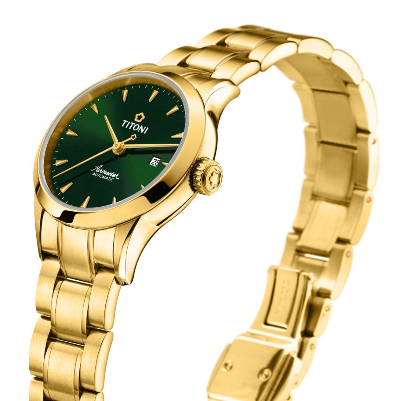 Titoni Airmaster Automatik Gelbgold, Grün Damenuhr 23733G-673