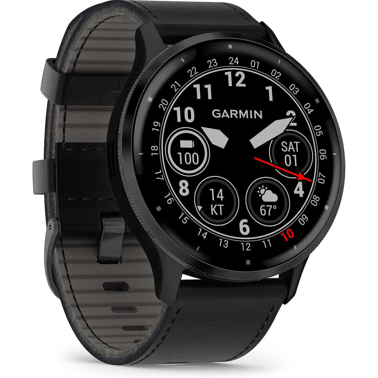 88865928_1 Garmin Venu 3 Schwarz/Schiefergrau mit Leder-Armband und Silikonband Herrenuhr 010-02784-52