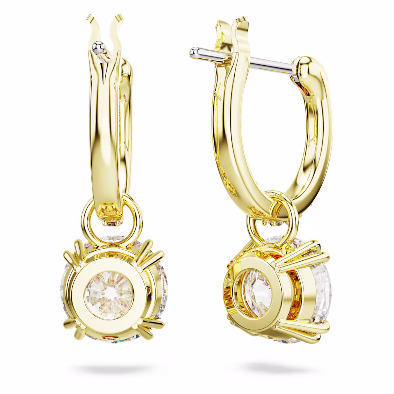Swarovski Stilla Drop Earrings, Round Cut, White, 18k Gold Plated