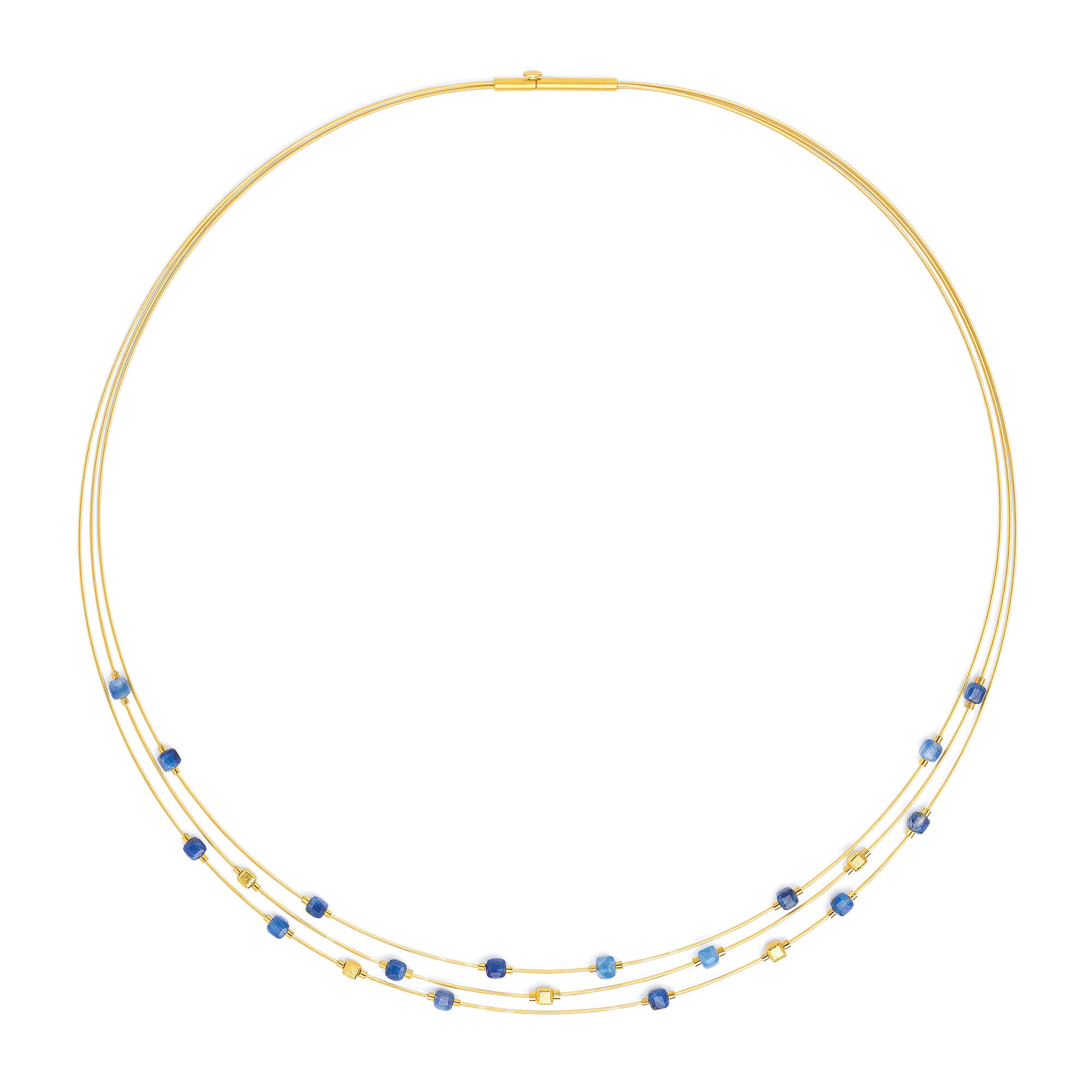 Bernd Wolf Cusceno Cubes design line necklace, kyanite, 24-karat gold plated