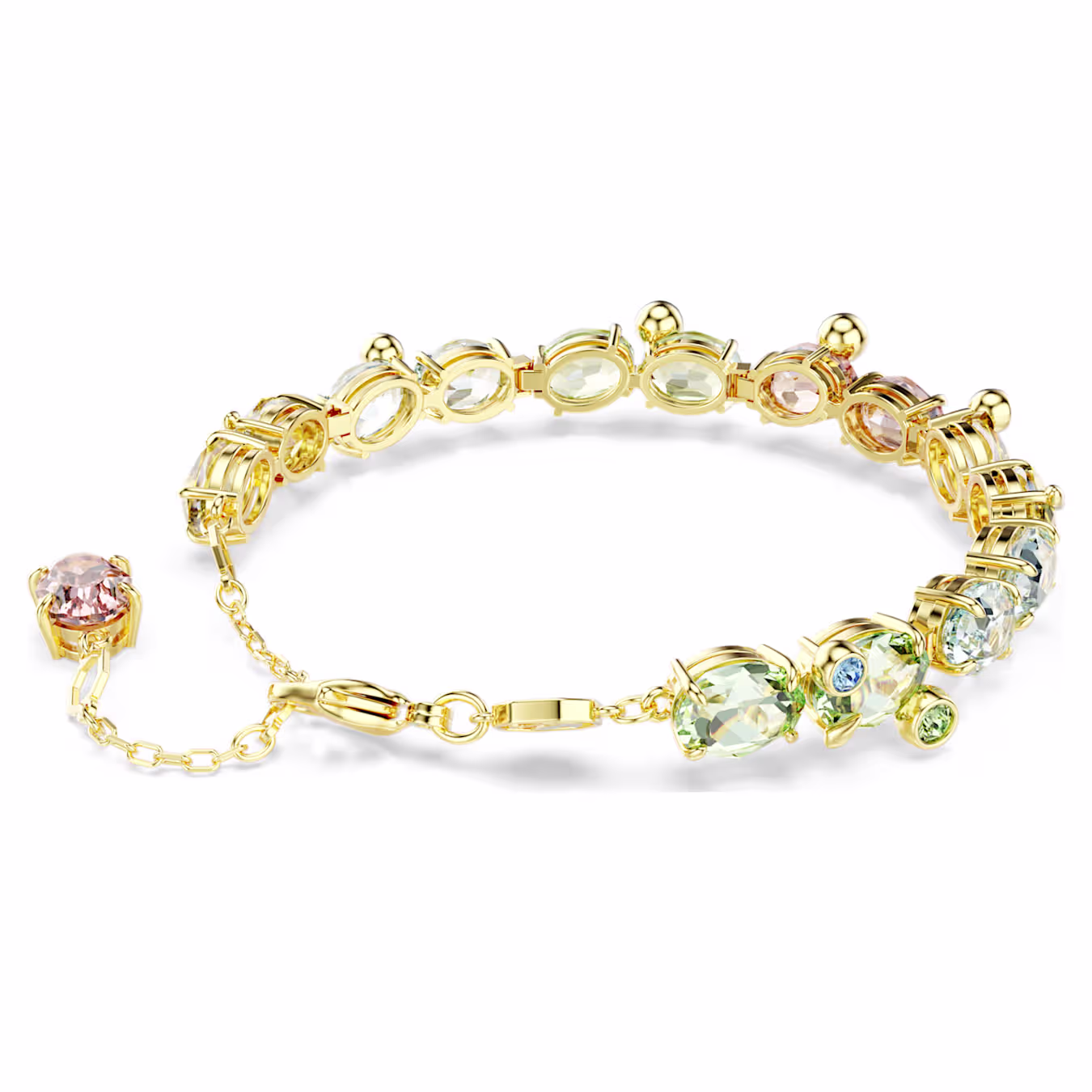 Swarovski  Gema Armband, verstellbar, Verschiedene Schliffe, Mehrfarbig, Goldlegierungsschicht,  15.5 - 20 cm