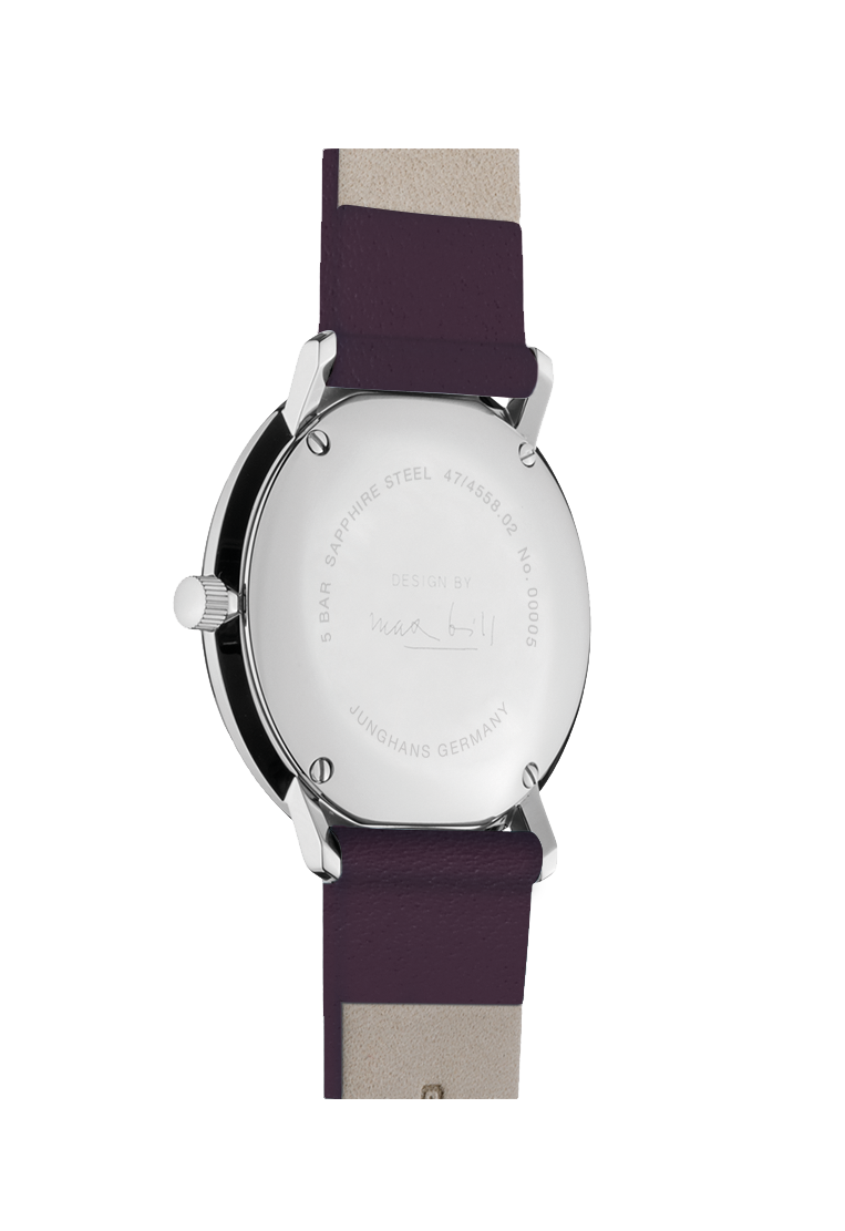 Junghans max bill Damen Lila Lederarmband Damenuhr 47/4558.02
