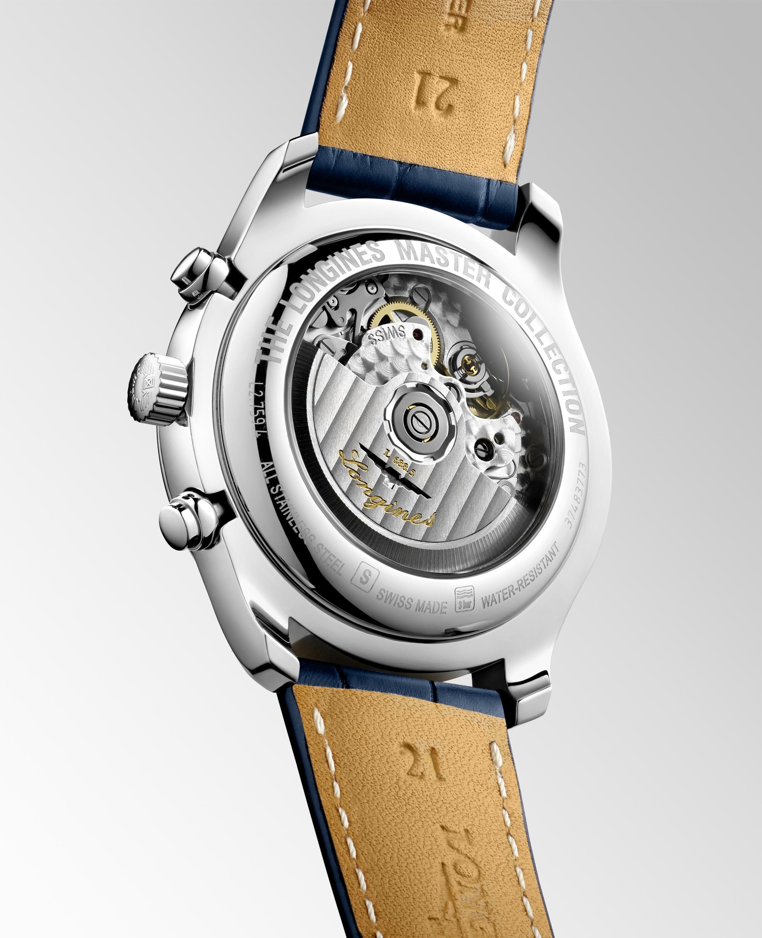 Longines Master Collection Chronograph Blau Lederband Herrenuhr L2.759.4.92.0