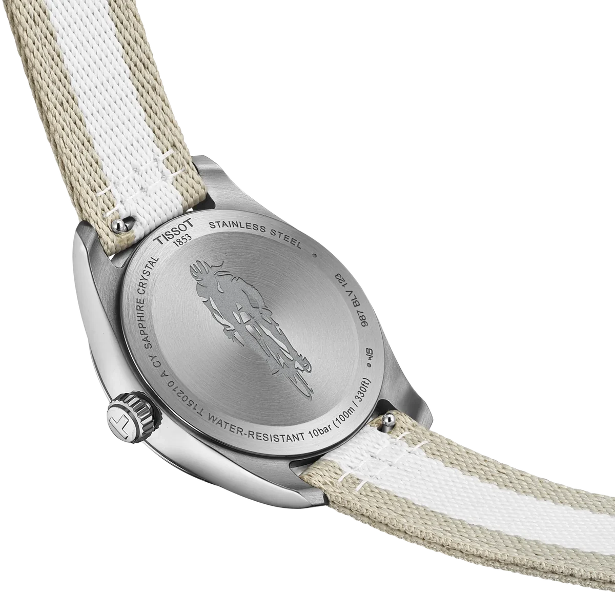 Tissot PR 100 34mm, Schweizer Quarzwerk,  Textilband Damenuhr T150.210.17.037.00