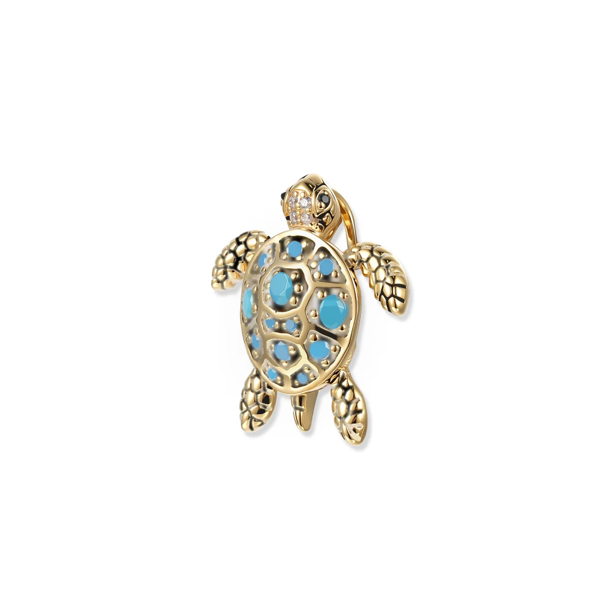 At the time, Tuto Turkis turtle pendant with turquoise blue stones, 925 sterling silver