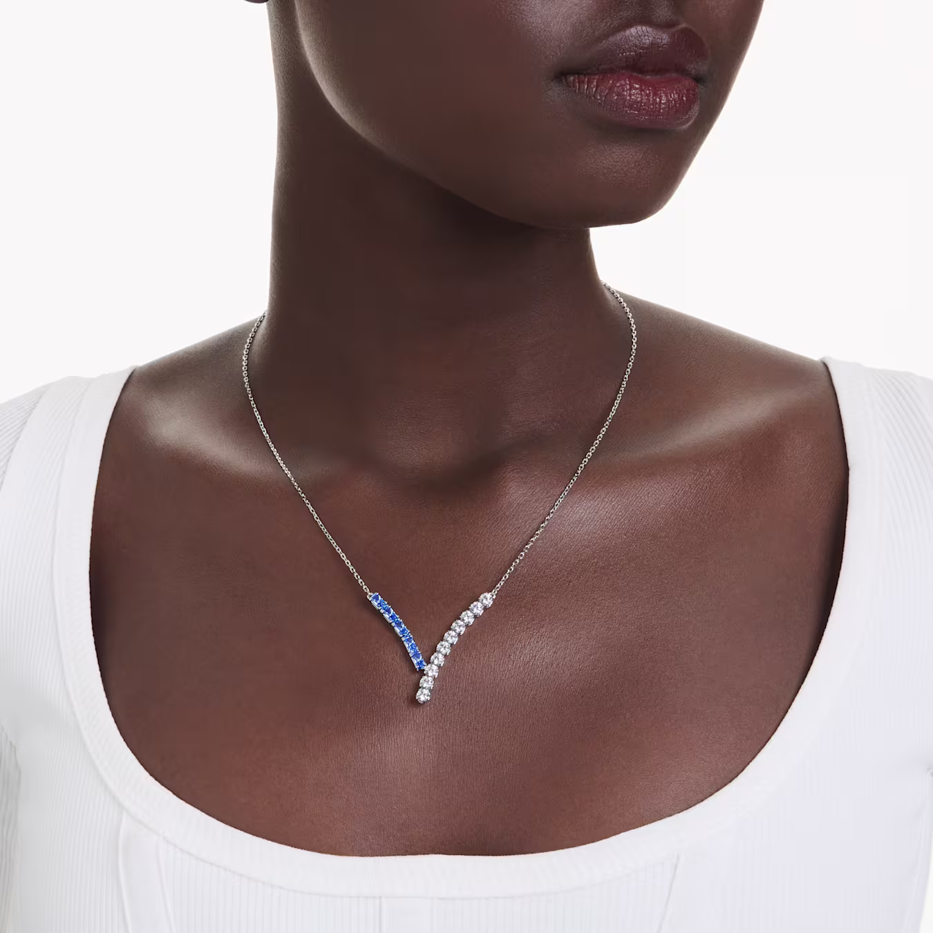 Swarovski  Matrix Anhänger Verschiedene Schliffe, Blau, Rhodiniert