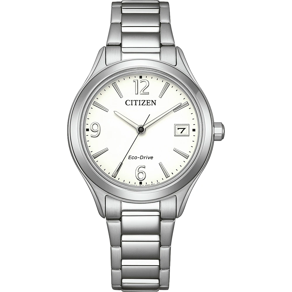 Citizen Eco-Drive Analog Quartz, Edelstahl weiß, 33.5mm Damenuhr FE6121-67A