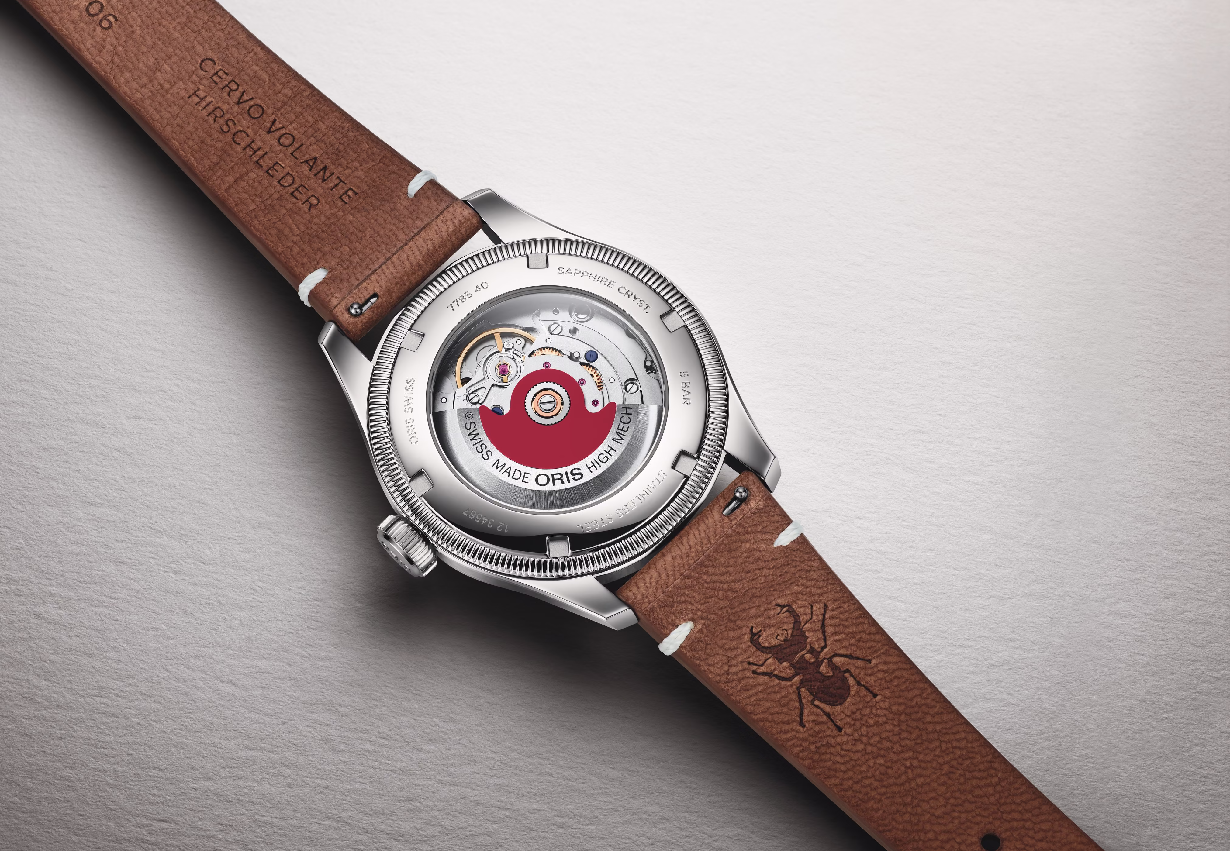 Oris Oris X Cervo Volante 40mm, deerskin strap, automatic, red men's watch 01 754 7785 4068 set