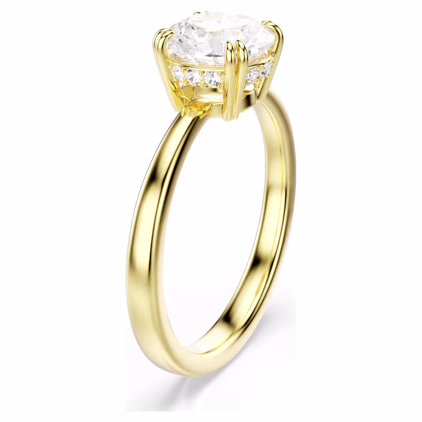 Swarovski Stilla Cocktail Ring, Round Cut, White, 18k Gold Plated