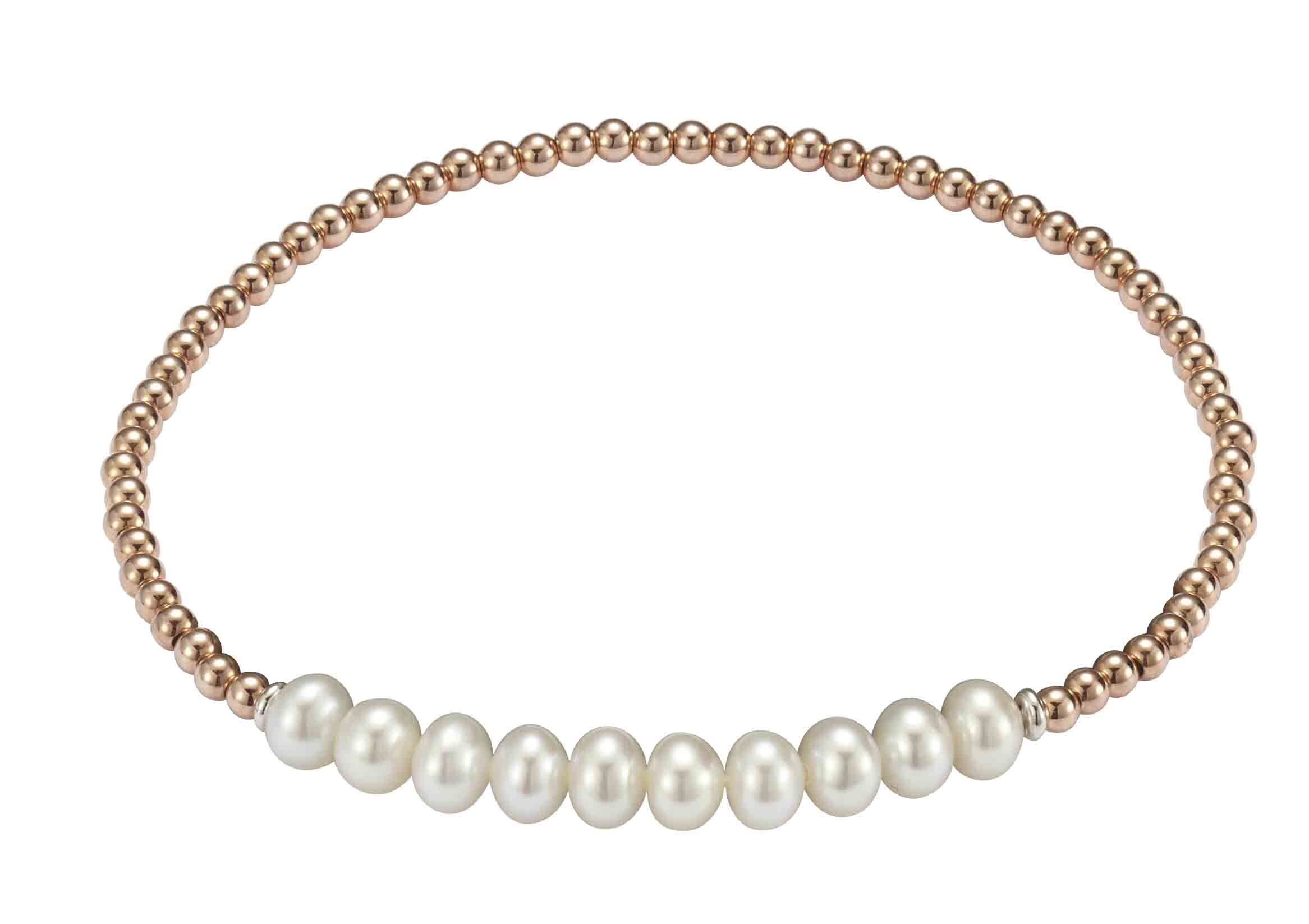 Adriana Kugelarmband Silber rose verg. mit mehreren Süßwasserperlen G6-92