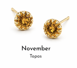 Birth Stone, Geburtsstein Ohrtecker 925/- Silber November Topas