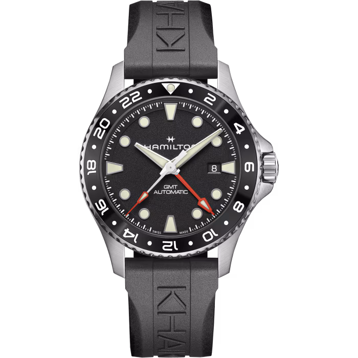 Hamilton KHAKI NAVY SCUBA AUTO GMT Schwarz Kautschukband 43 MM Herrenuhr H82555330