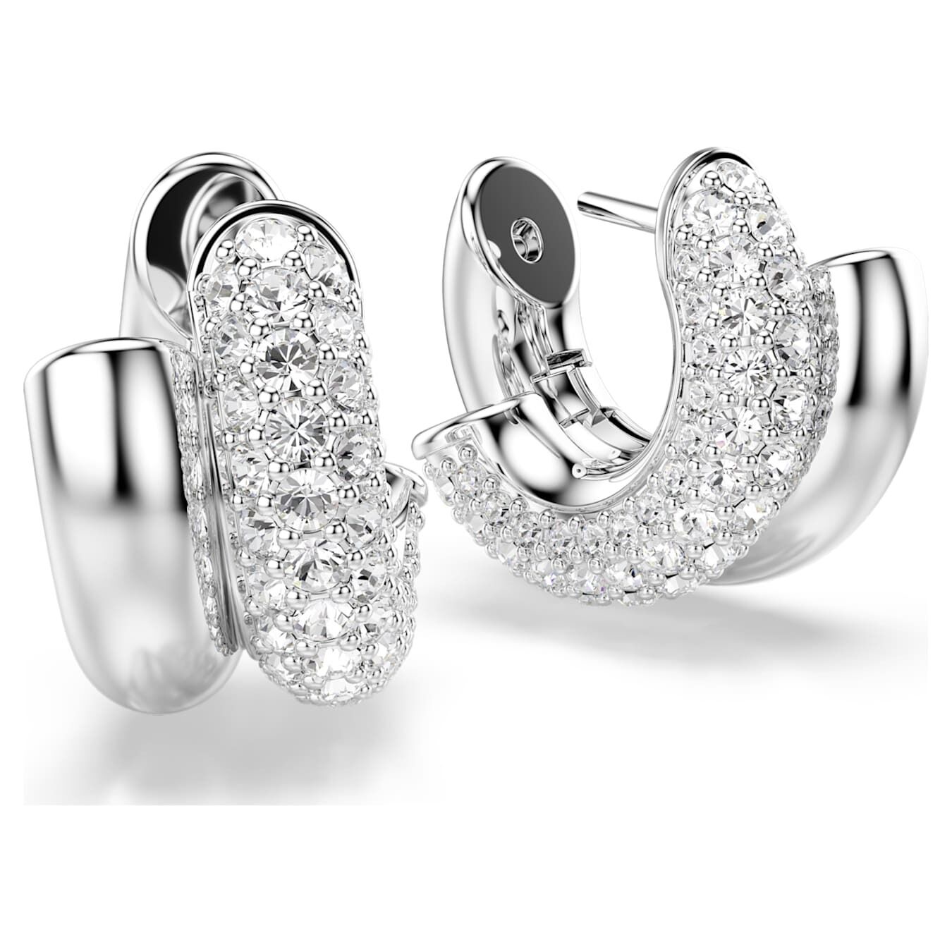Swarovski  Dextera Kreolen Rundschliff, Mini, Weiß, Rhodiniert