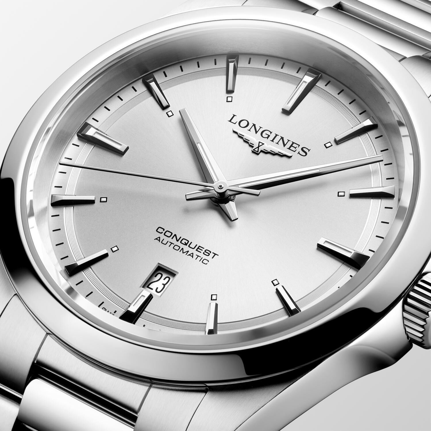 Longines Conquest 41mm silber Automatik Herrenuhr L3.830.4.72.6