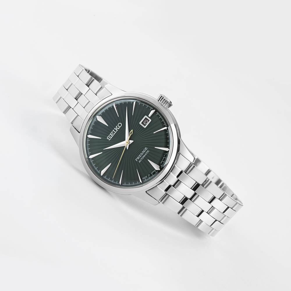 Uhr-Herren-Presage-Cocktail-Automatik-Stahl-Grun Seiko Presage Automatik Herrenuhr SRPE15J1
