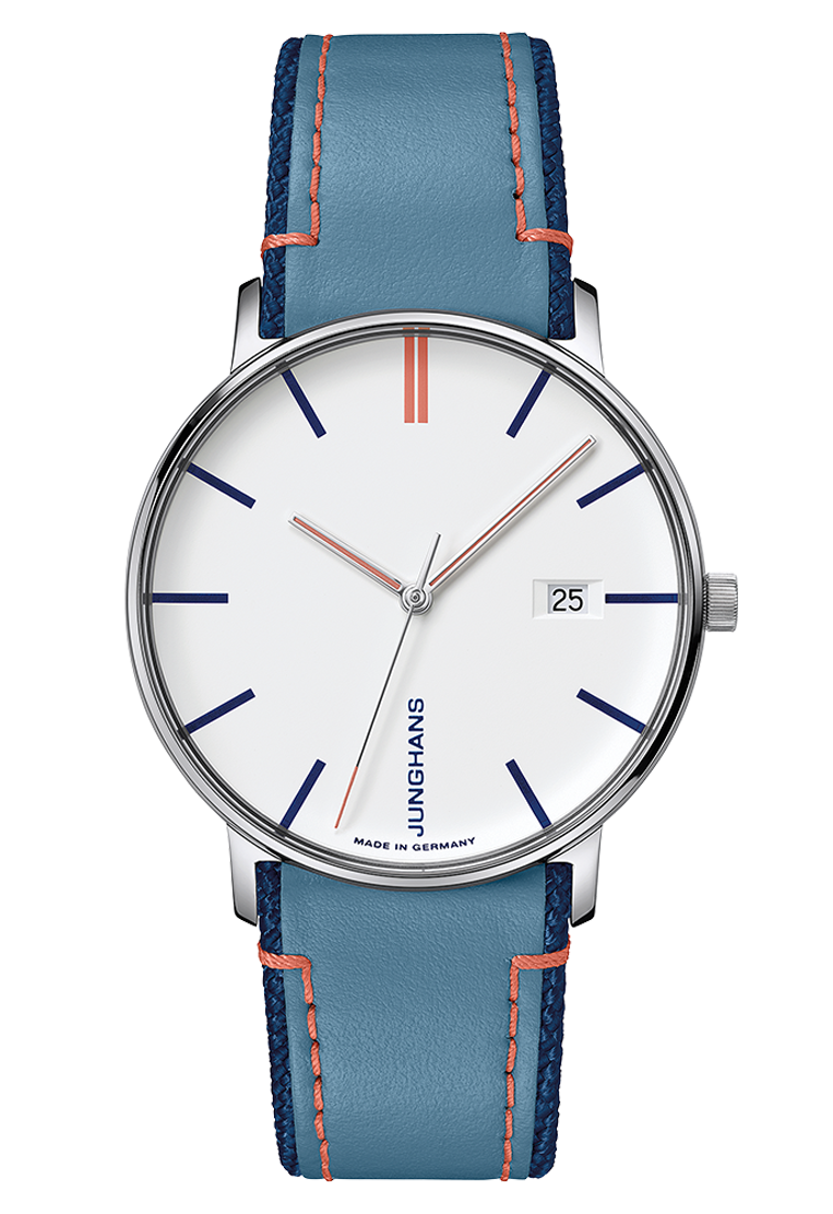 Junghans FORM Quartz Blue Leather Strap Ladies Watch 41/4481.00 Junghans FORM Quartz Blue Leather Strap Ladies Watch 41/4481.00
