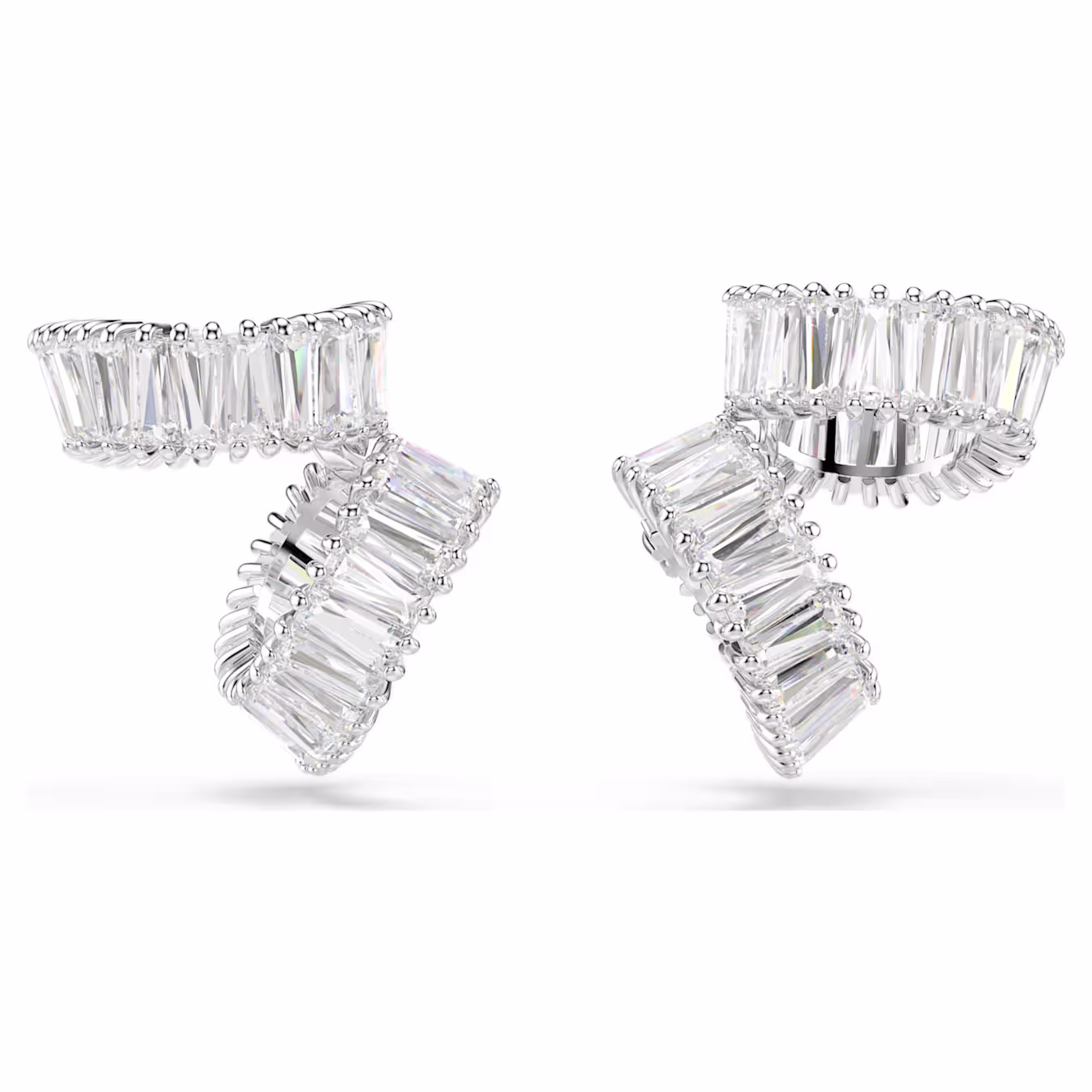 Swarovski Ohrringe Ariana Grande x Swarovski Baguette-Schliff, Weiß, Rhodiniert