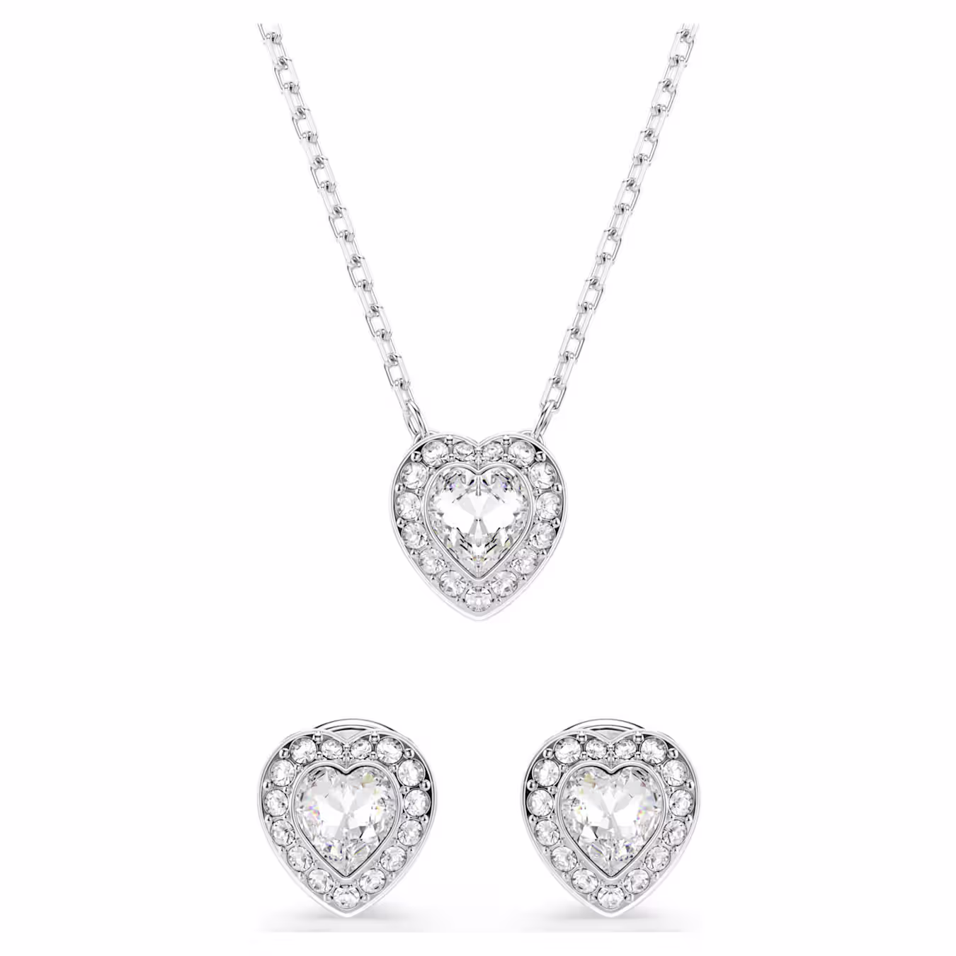 Swarovski Ariana Grande x Swarovski Set Various Cuts, Heart, White, Rhodium Plated