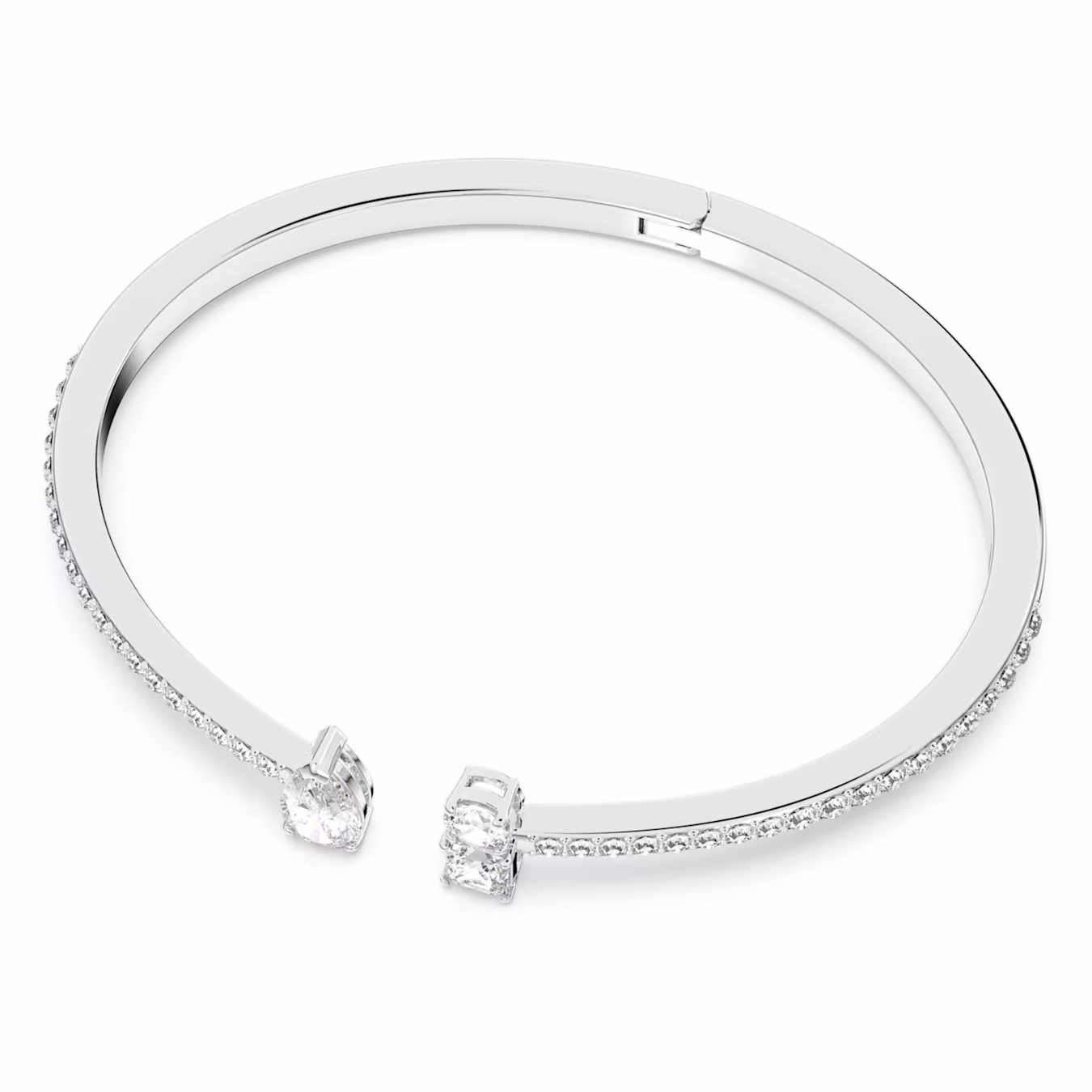 Swarovski Mesmera bangle, various cuts, white, rhodium-plated