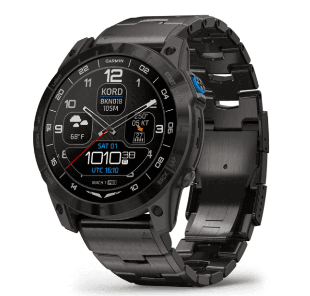 Garmin D2 Mach 1 Pro Pilot Smartwatch with Titanium Bracelet Men's Watch with Silicone Replacement Strap 010-0