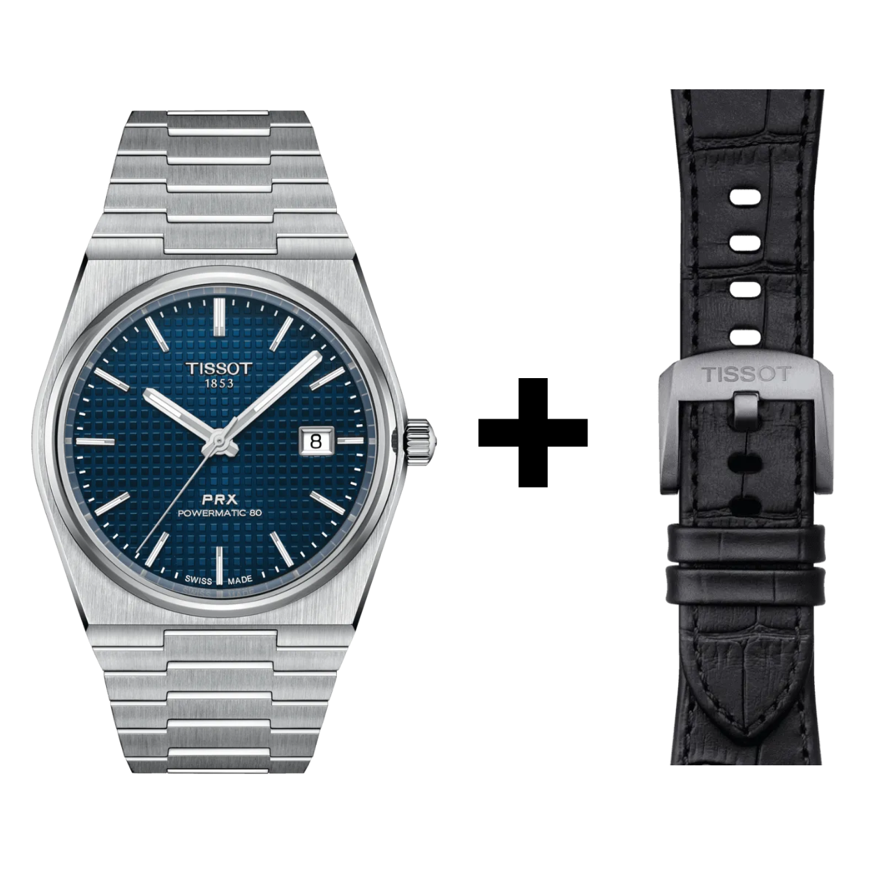 Tissot PRX Herrenuhr T137.407.11.041.00 Set mit schwarzem Lederarmband