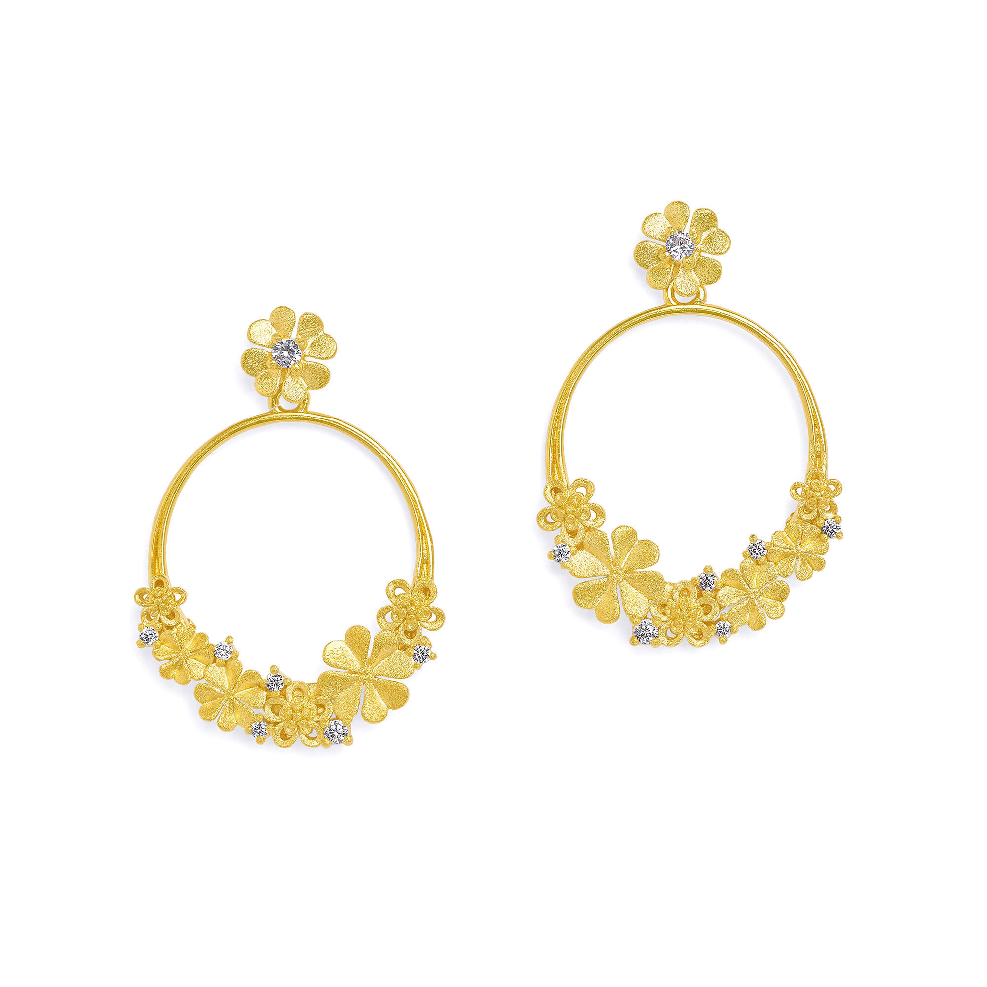 Bernd Wolf Ohrringe Kleerosa Designlinie Glücksbringer, Zirkonia, 24-Karat-goldplattiert