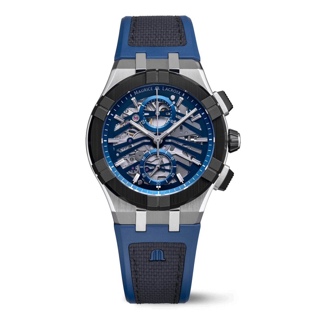 Maurice Lacroix AIKONIC AUTOMATIC CHRONOGRAPH SKELETON BLAU Herrenuhr AC8018-SSL20-030-4