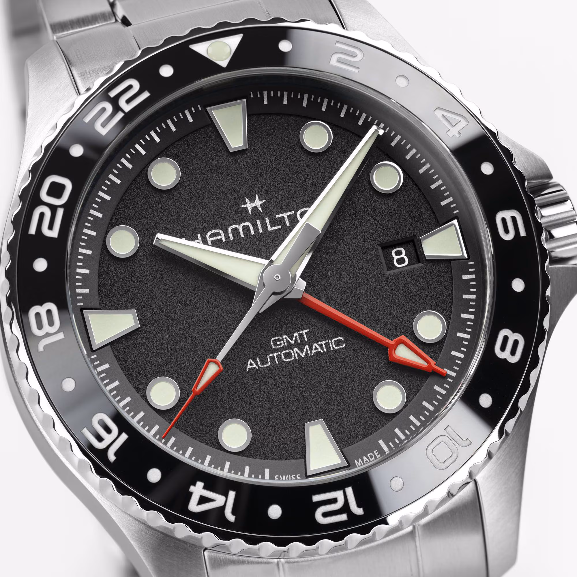 Hamilton KHAKI NAVY SCUBA AUTO Schwarz GMT 43 MM Herrenuhr H82555130