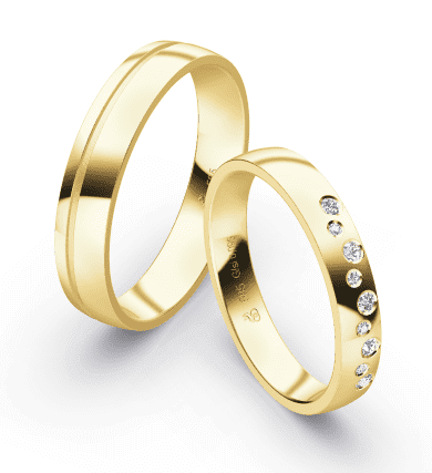First Individual Love 3D Yellow – Two pair of wedding rings Rauschmayer 72-03040 / 73-03040