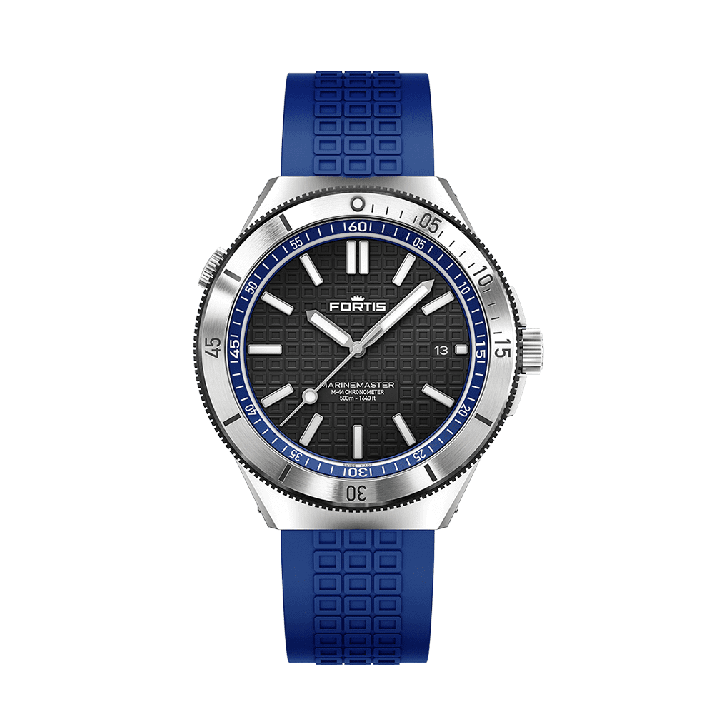 F8120021_M44_OceanBlue_HorizonStrap_Front-featured Fortis Marinemaster M-44 Ocean Blue Men's Watch F8120021