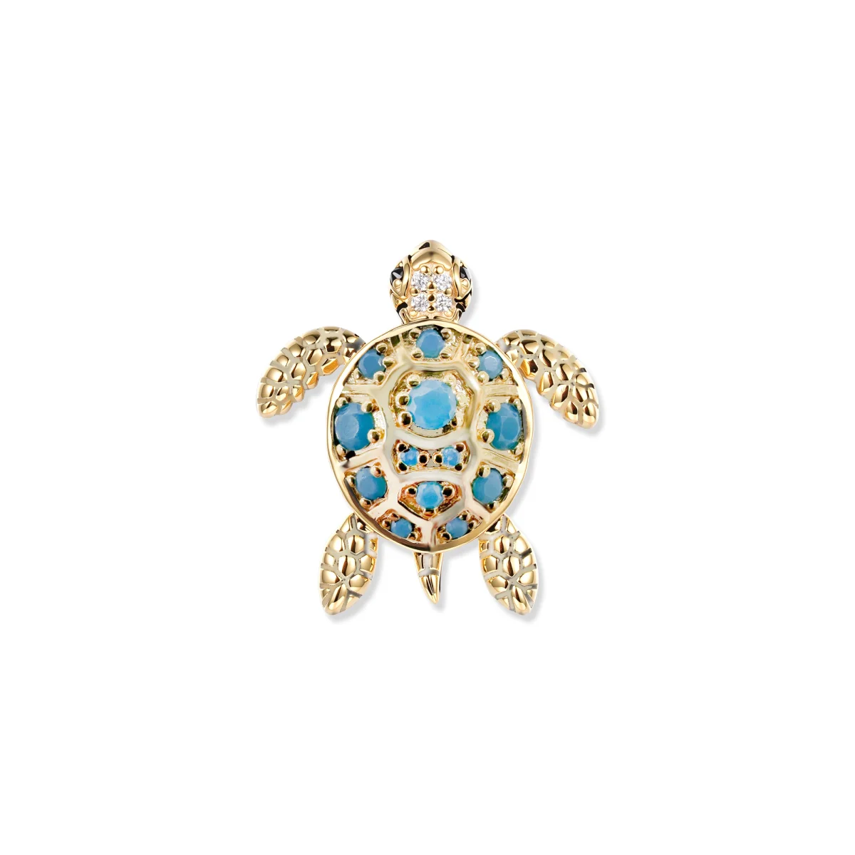 At the time, Tuto Turkis turtle pendant with turquoise blue stones, 925 sterling silver