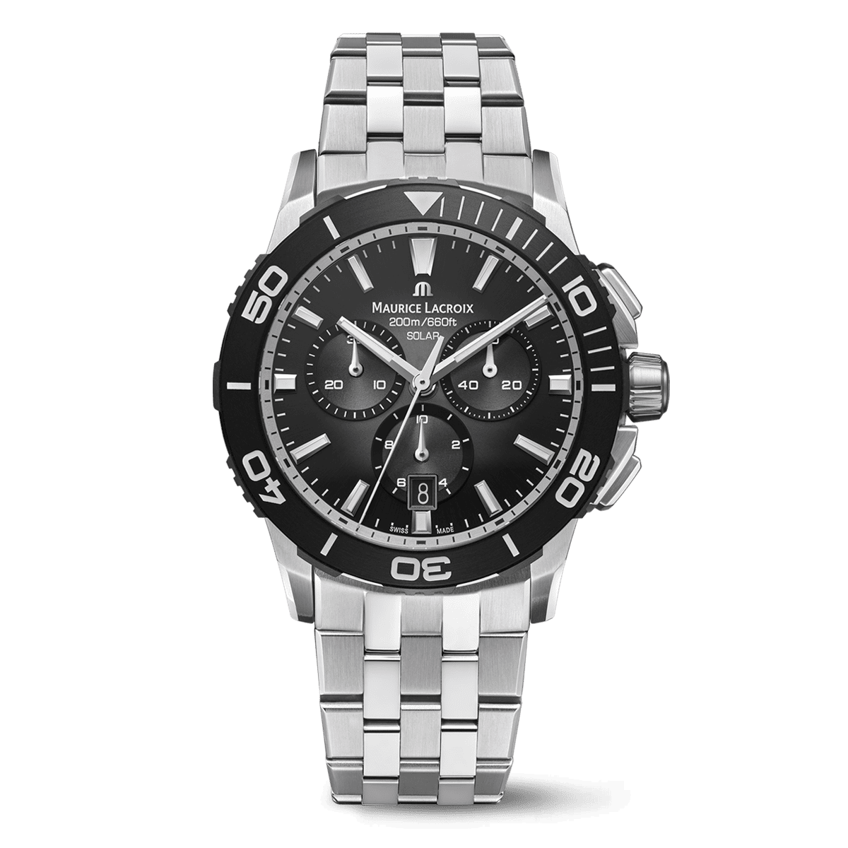 Maurice Lacroix PONTOS S SOLAR CHRONOGRAPH 42 mm, Quartz, Five-row stainless steel bracelet Men's watch PT1038-SSL22-330-1