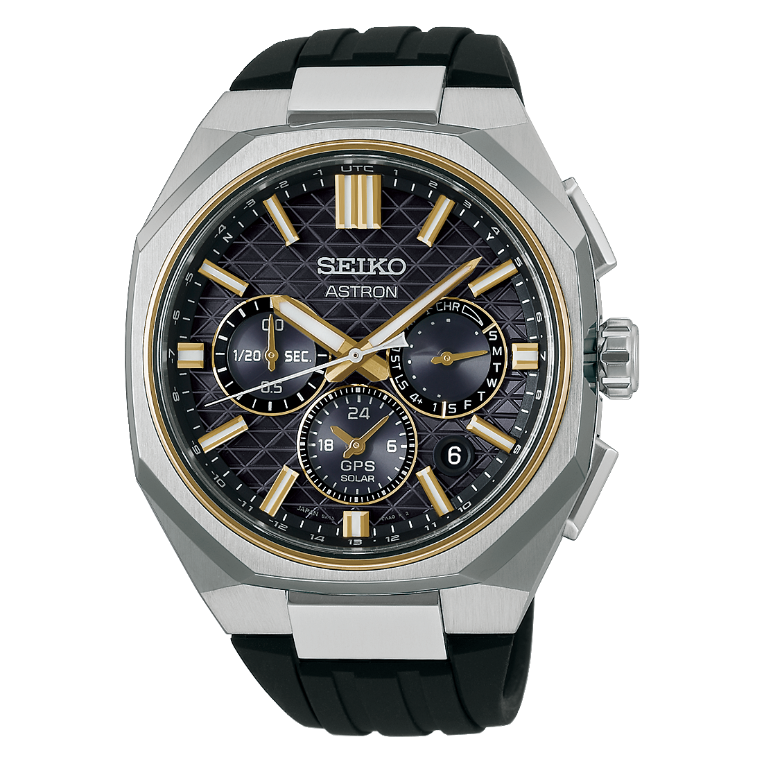 Seiko Astron  GPS Solar,  Titangehäuse, Schwarzes  Silikonband HAB003J1