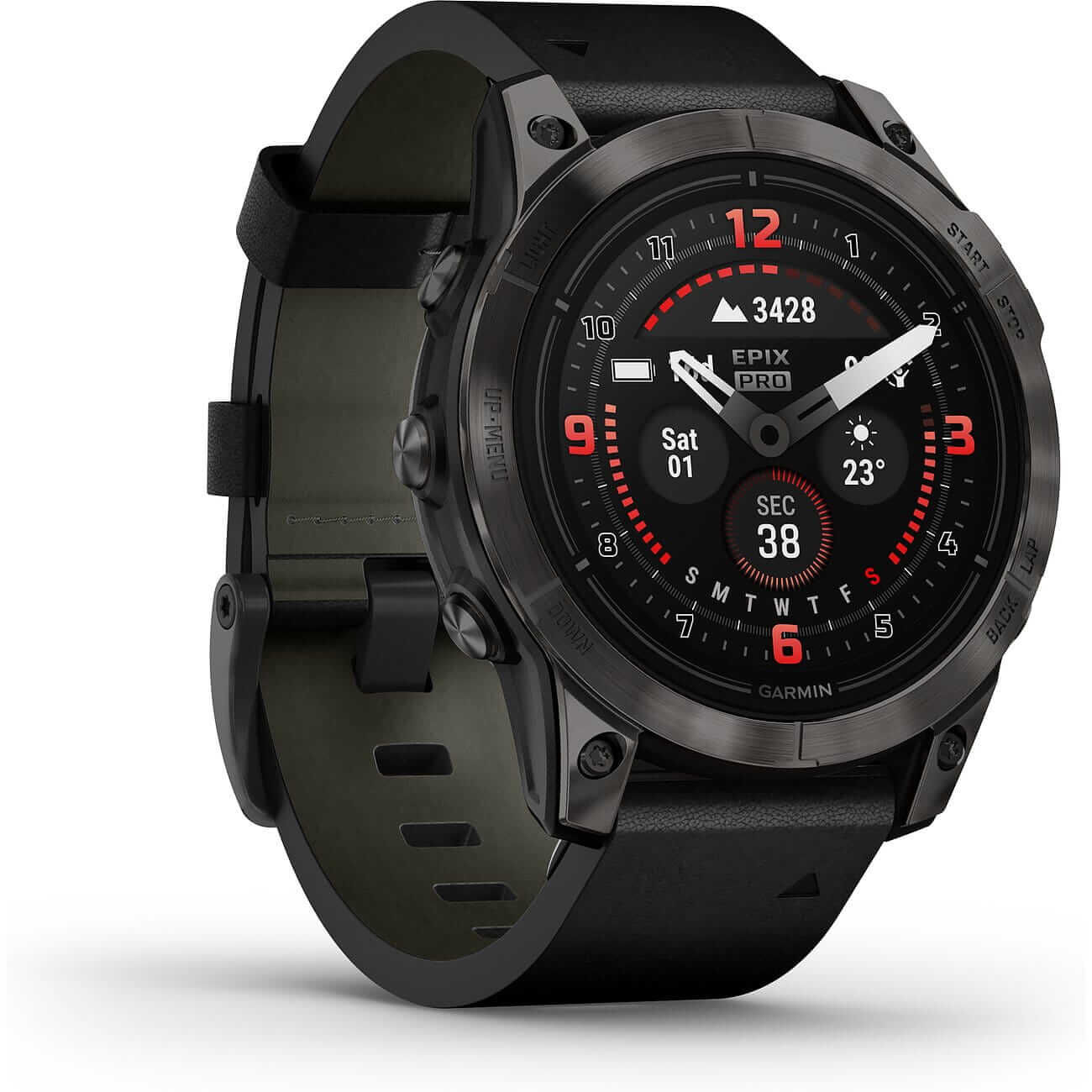 Garmin Epix™ Pro Gen 2 Sapphire Titan mit Leder-Armband und Silikonband 010-02803-30