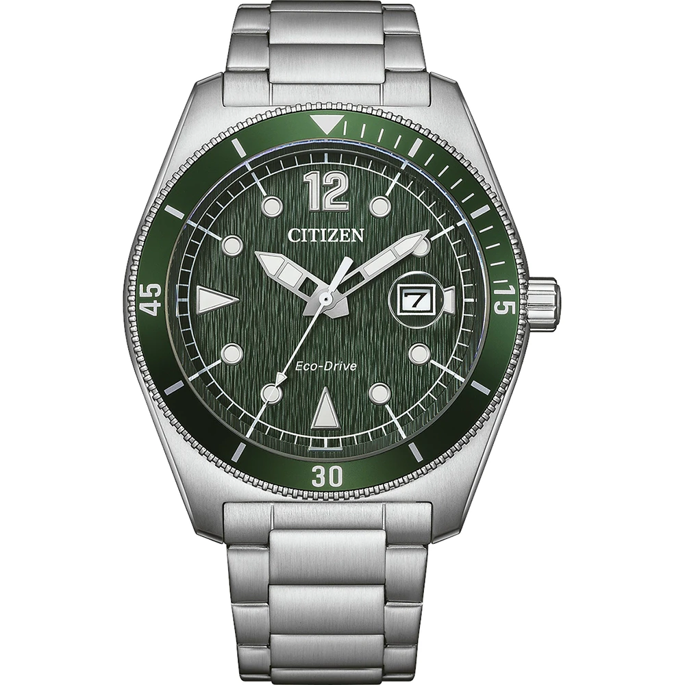 Citizen Eco-Drive Marine Sports Edelstahl Grün, 43mm Herrenuhr AW1880-55X