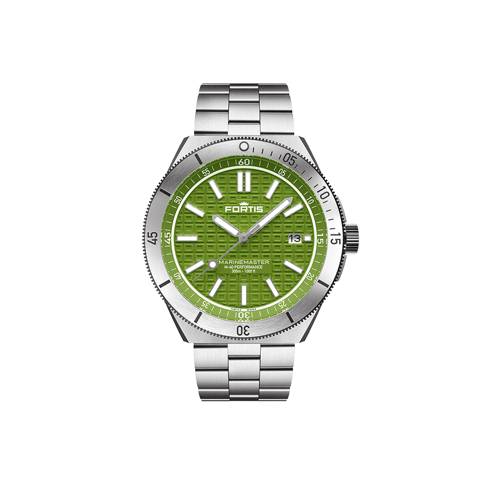 m40_woodpecker_green_BB_Scale Fortis Marinemaster M-40 Woodpecker Green Men's Watch F8120008