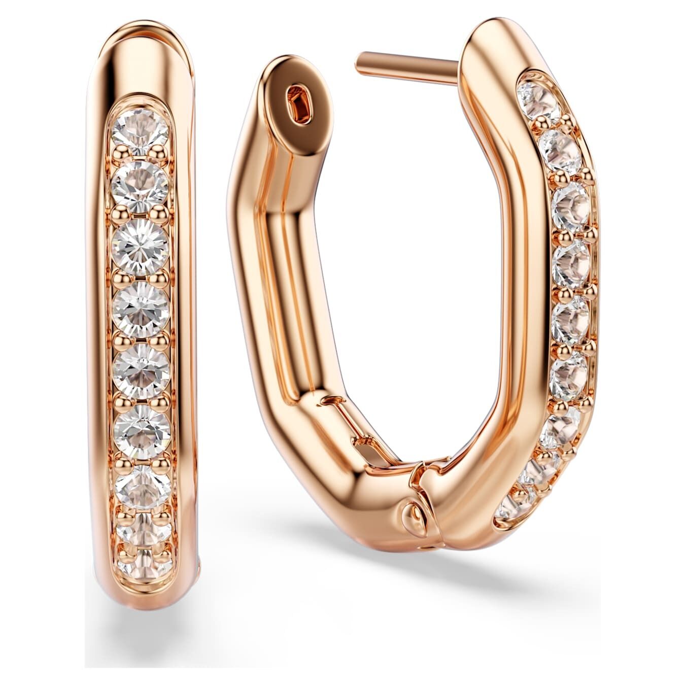 Swarovski  Dextera Kreolen Achteckform, Rundschliff, Klein, Weiß, Roségold-Legierungsschicht