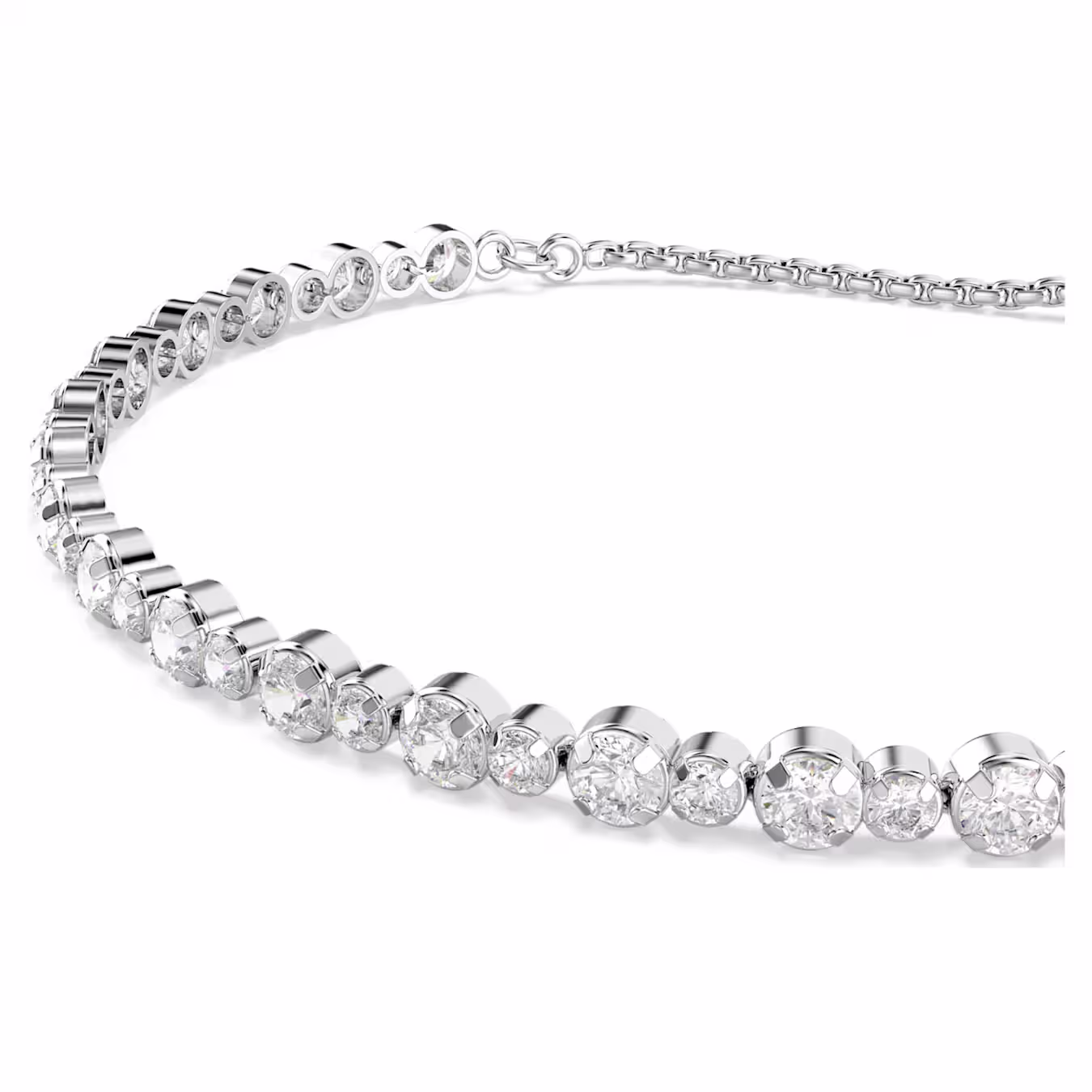 Swarovski Matrix Tennis Bracelet Mixed Round Cuts, White, Rhodium Plated