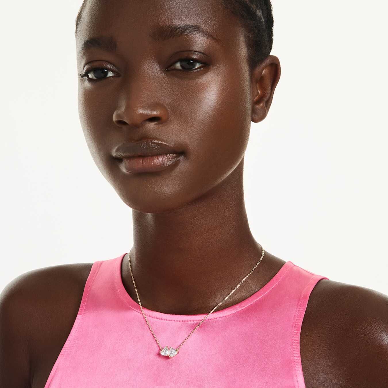 Swarovski Mesmera Halskette Herz, Weiß, 18k vergoldet