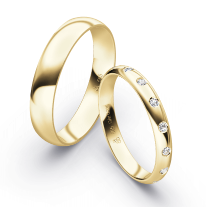 First Individual Love 3D Yellow – Two pair of wedding rings Rauschmayer 73-03038 / 72-03038