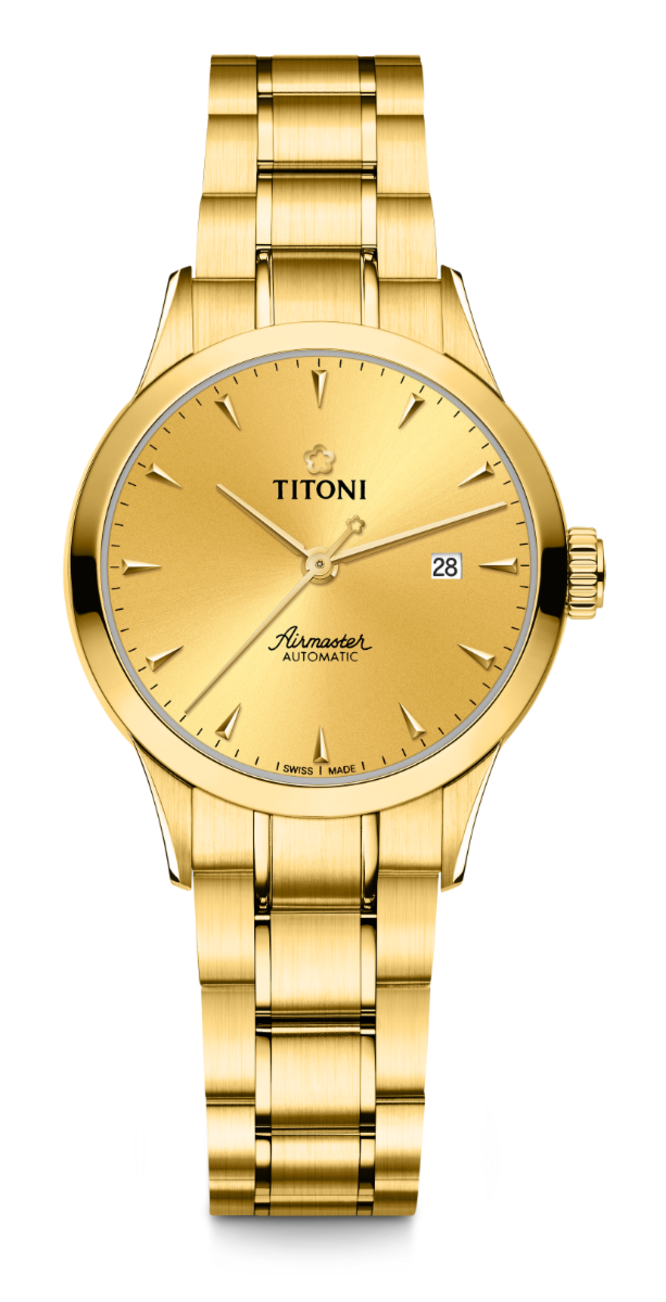Titoni Airmaster Automatik, Gelbgold Damenuhr 23733G-651