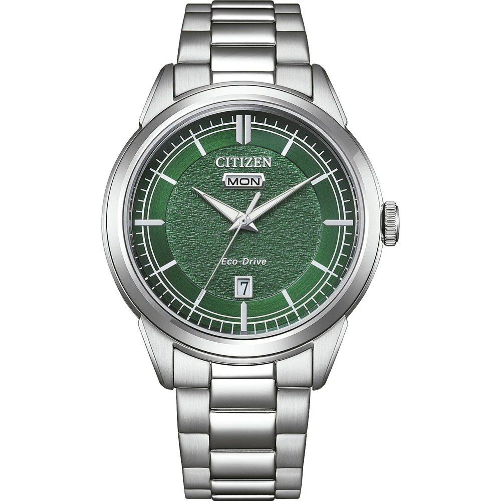 Citizen Eco-Drive Classic Day-Date Edelstahl Grün, 40.5mm Herrenuhr AW0151-85XC