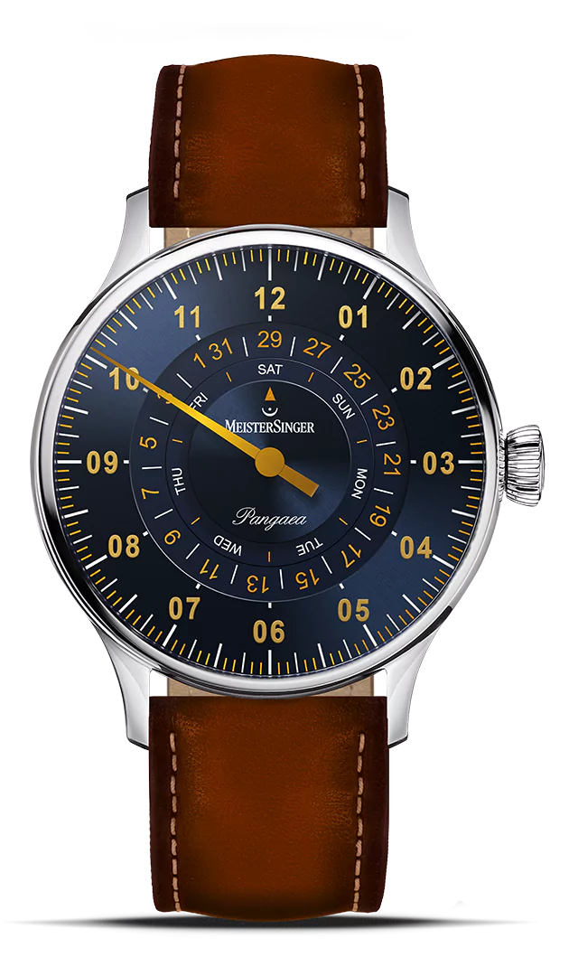 Meister Singer Pangaea Day Date, Automatik, Stahlblau mit Gold Herrenuhr PDD917G