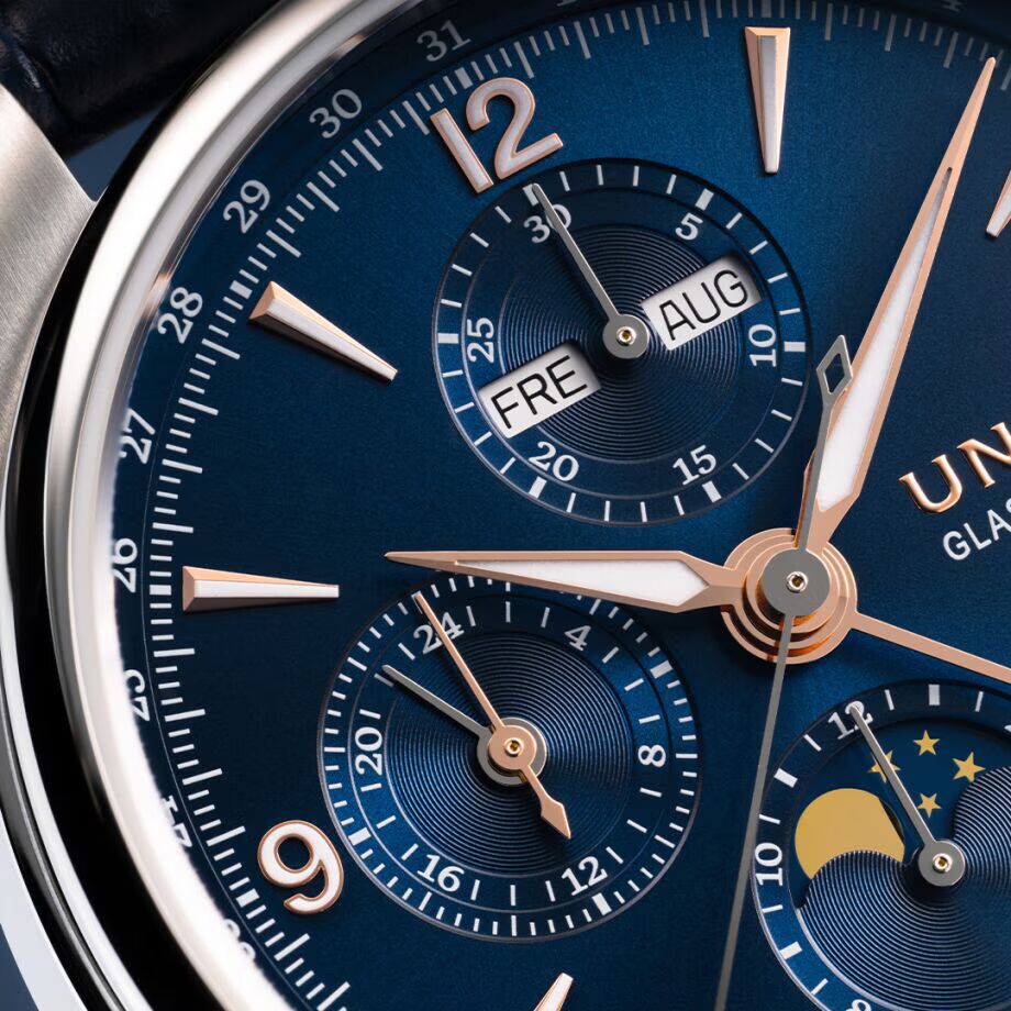 Union Glashütte Belisar Chronograph Blau Mondphase Herrenuhr D014.425.16.047.01