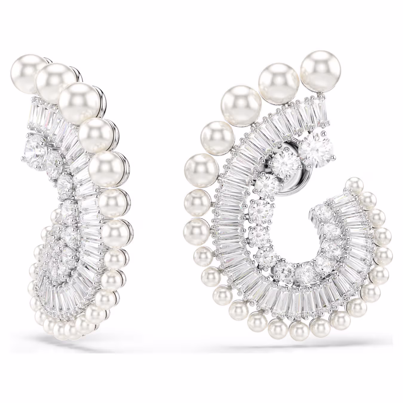 Swarovski Ariana Grande x Swarovski Drop-Ohrhänger Kristallperle, Verschiedene Schliffe, Weiß, Rhodiniert