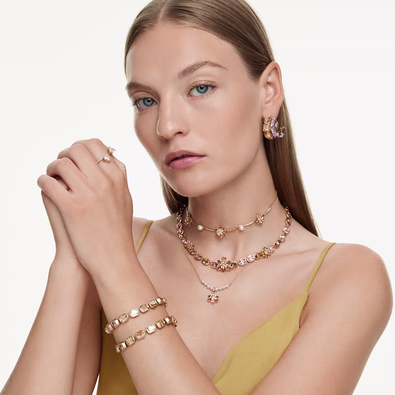 Swarovski Ringe Mesmera Herzschliff, Pavé, Weiß, 18k vergoldet, Gr. 55